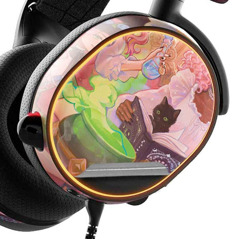 Pink Anime Witch Girls in Library with Cats by Ivy Dolamore SteelSeries Arctis 3 Skin